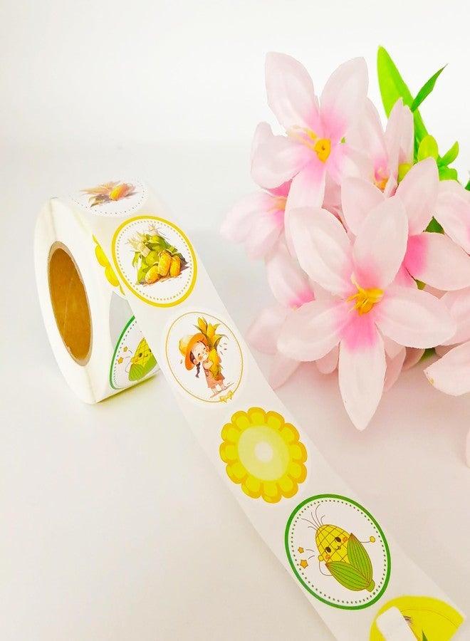 ATSMOICY 500 PCS Corn Labels Roll Stickers - Fruits Vegetables Yellow Birthday Party Supplies Decorations Favors Dessert Chocolate Candy School Prizes Stickers - Image 3